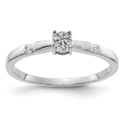 14K Weißgold Ring mit echten Diamanten im Cluster-Design