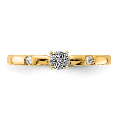 14K Gelbgold Ring mit echtem Diamant-Cluster