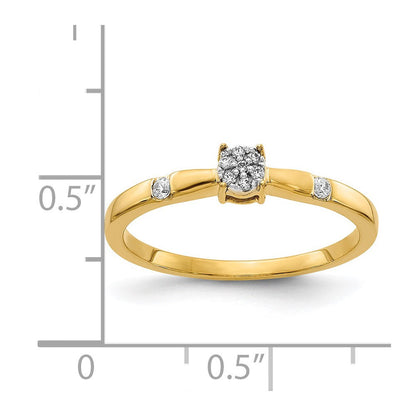 14K Gelbgold Ring mit echtem Diamant-Cluster