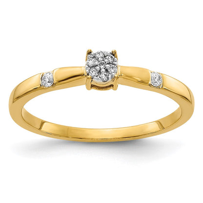14K Gelbgold Ring mit echtem Diamant-Cluster