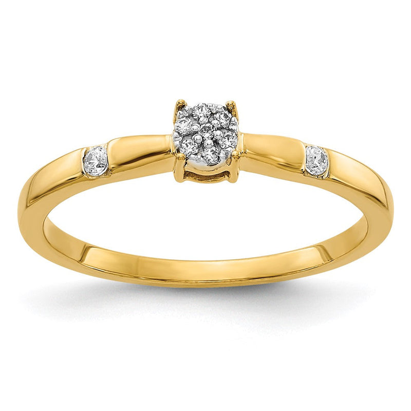 14K Gelbgold Ring mit echtem Diamant-Cluster