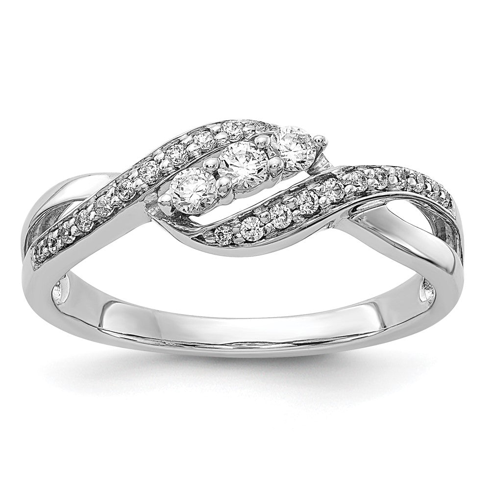 14K Weißgold Fashion-Ring mit echten Diamanten
