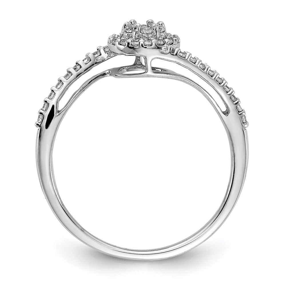 14K Weißgold Ring mit echten Diamanten in Cluster-Optik, überkreuzt