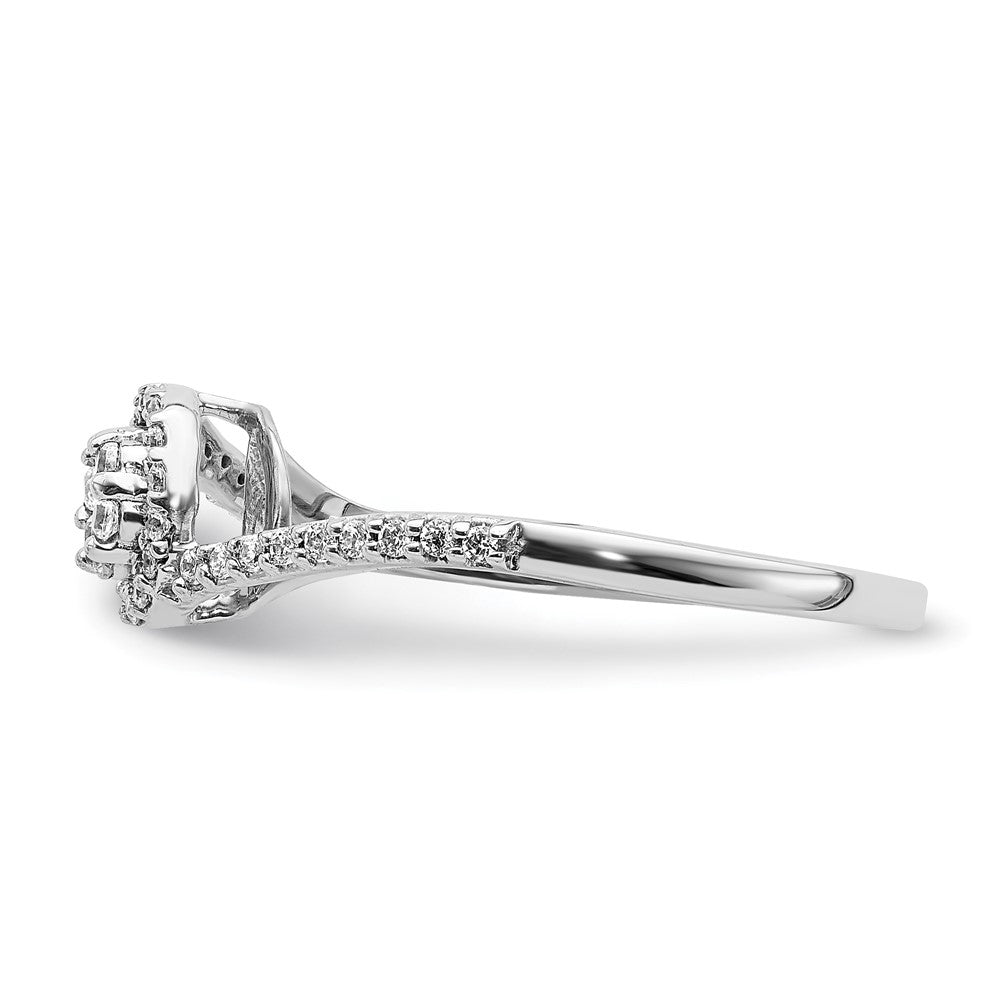 14K Weißgold Ring mit echten Diamanten in Cluster-Optik, überkreuzt