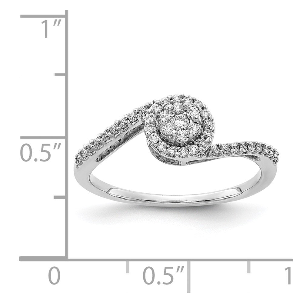 14K Weißgold Ring mit echten Diamanten in Cluster-Optik, überkreuzt