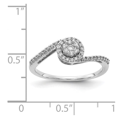14K Weißgold Ring mit echten Diamanten in Cluster-Optik, überkreuzt