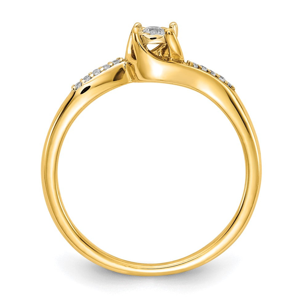 14K Gelbgold Ring mit echten Diamanten, Bypass-Design