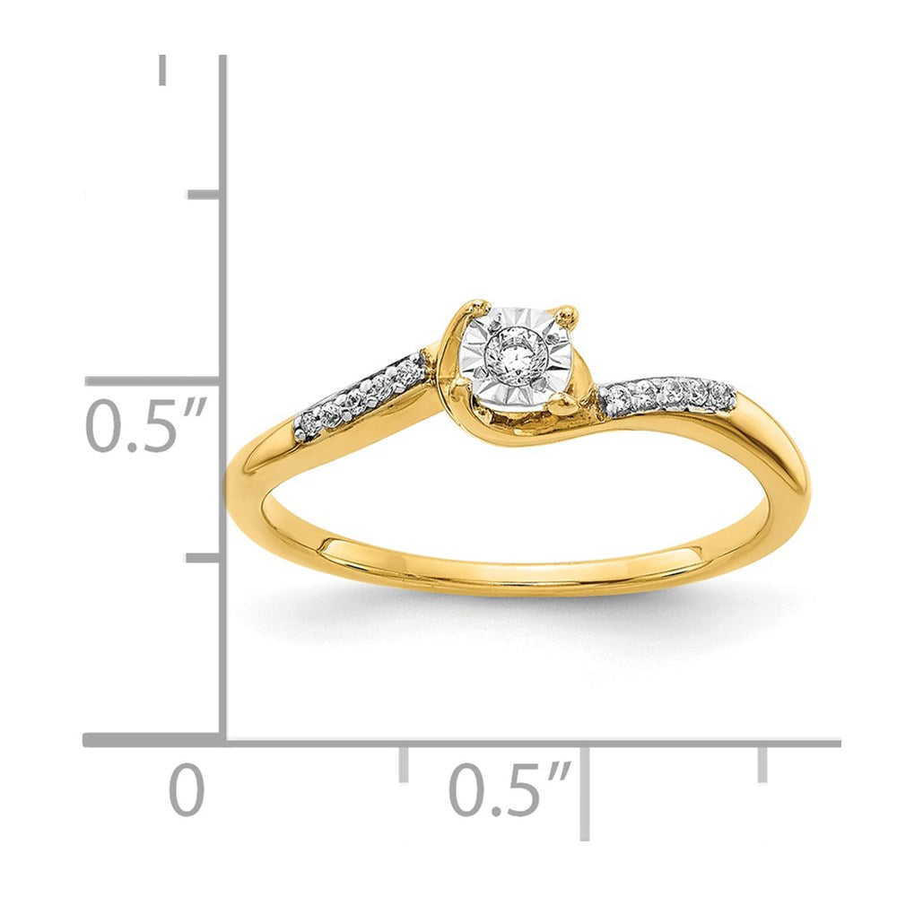 14K Gelbgold Ring mit echten Diamanten, Bypass-Design