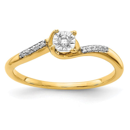 14K Gelbgold Ring mit echten Diamanten, Bypass-Design