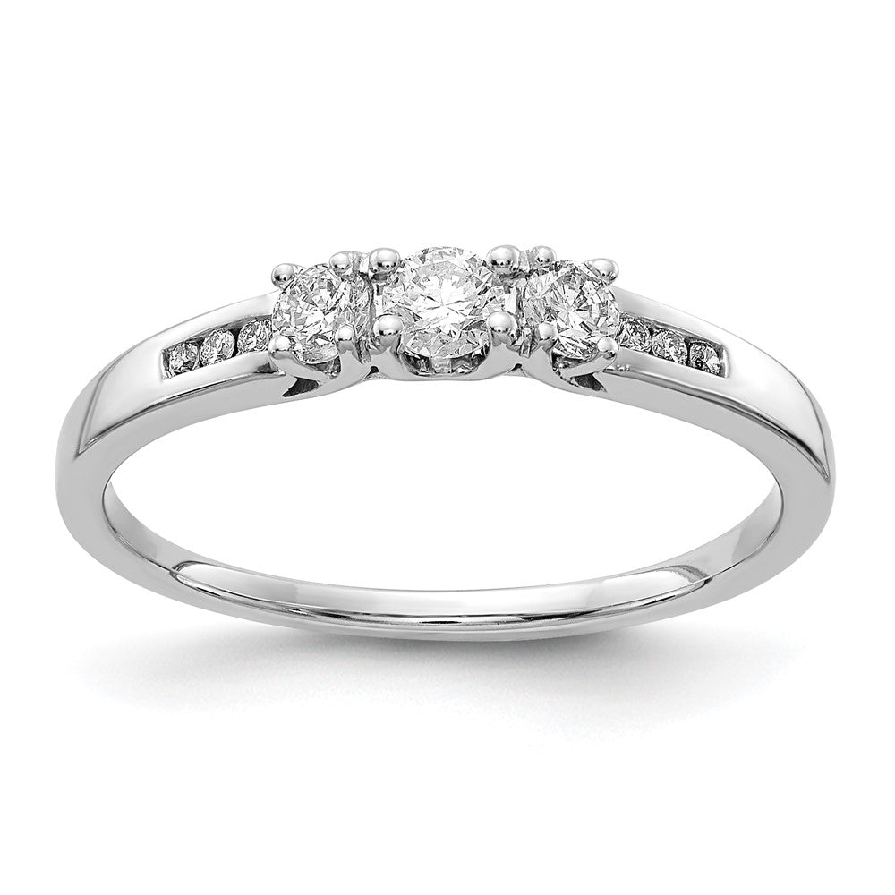 14K Weißgold Ring mit echten Diamanten