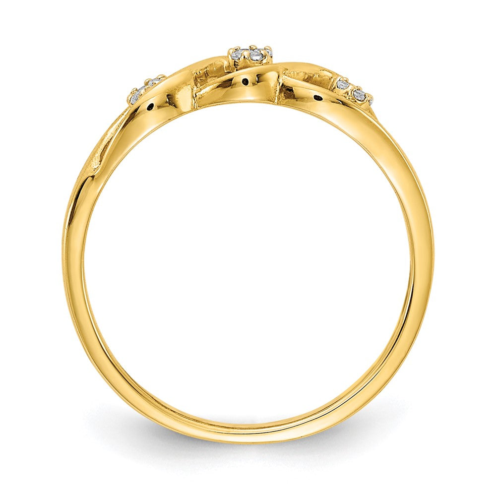 14K Gold Polierter Ring mit echten Diamanten in Wellenform