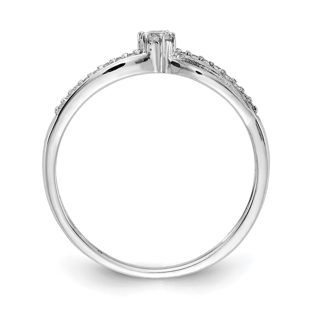 14K Weißgold Ring mit echten Diamanten