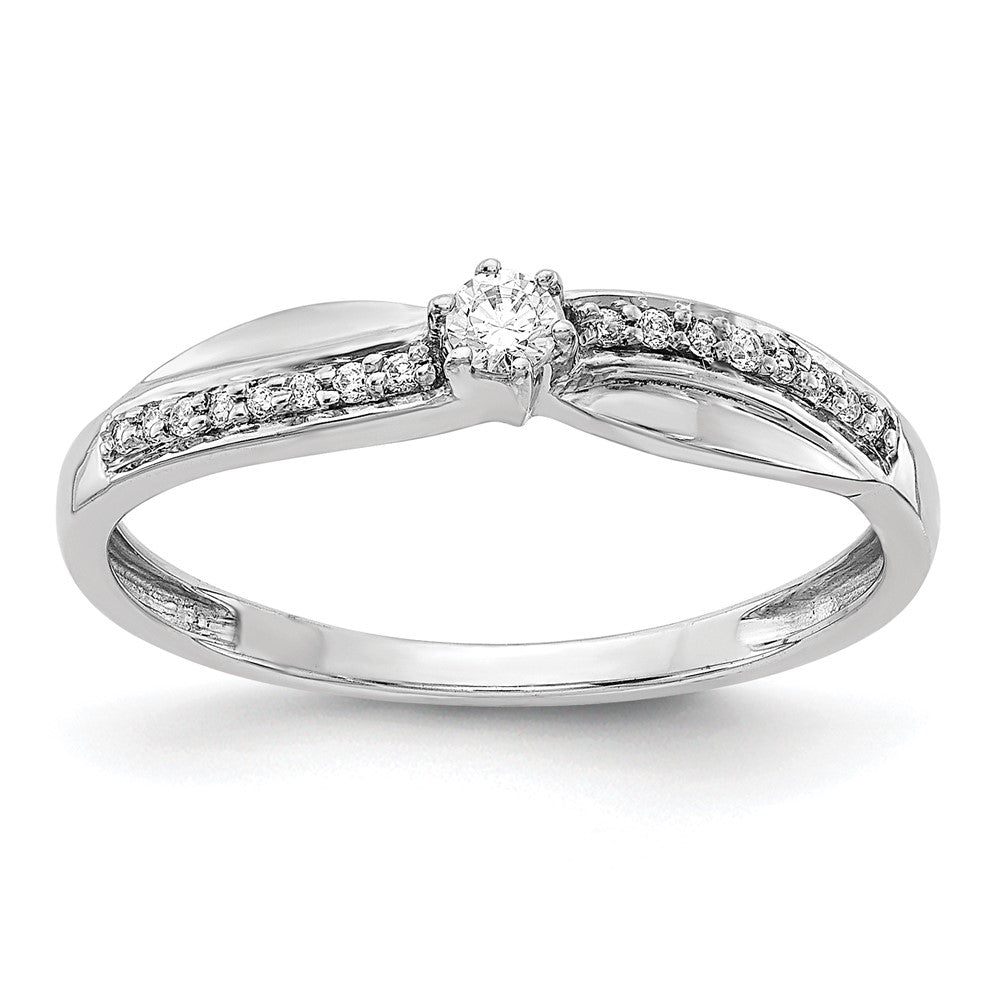 14K Weißgold Ring mit echten Diamanten