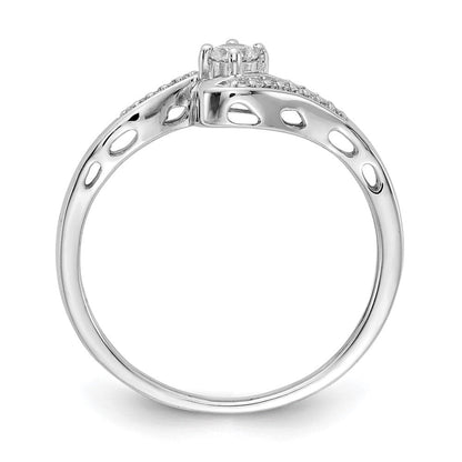 14K Weißgold Diamant Bypass Ring