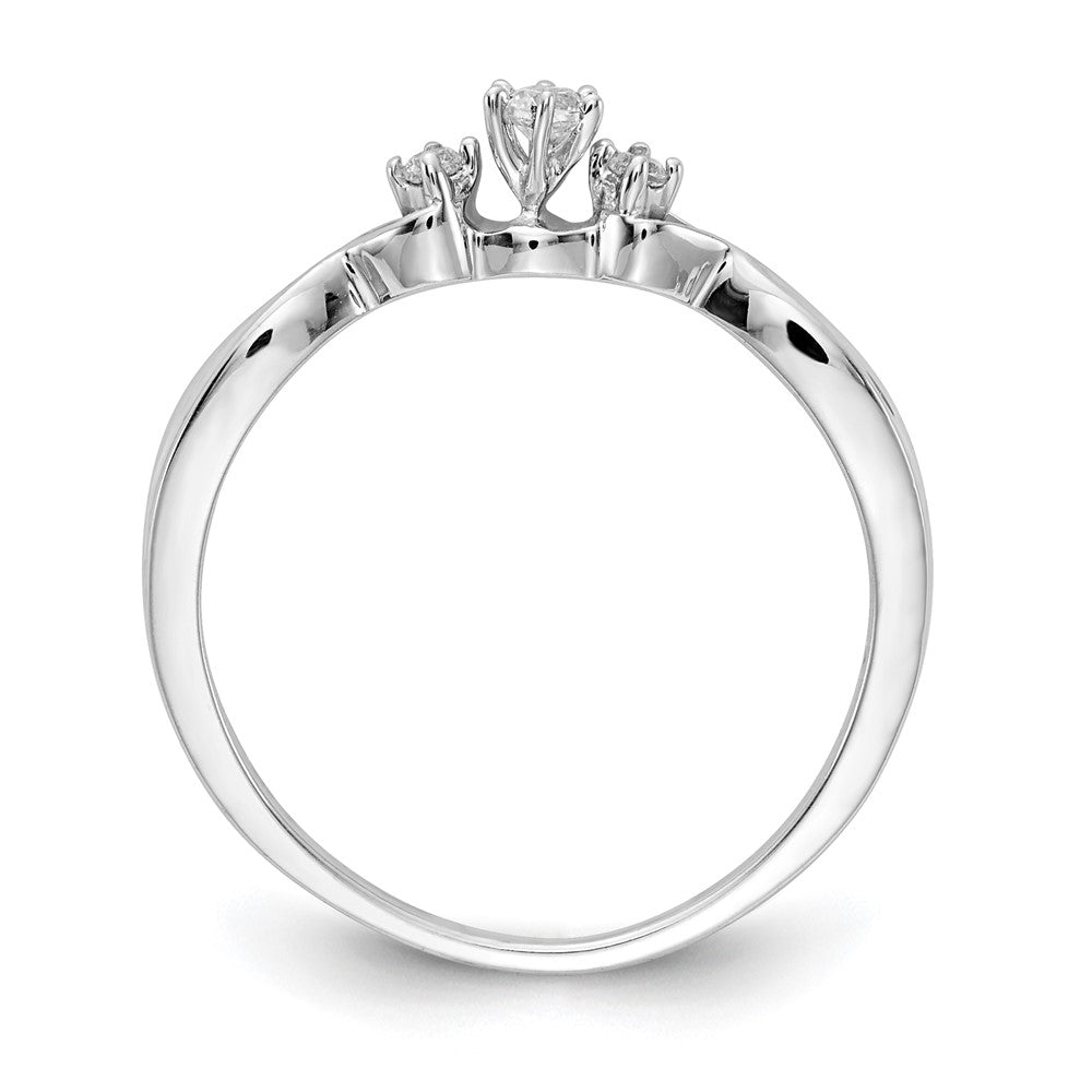 14K Weißgold Ring mit 3 echten Diamanten