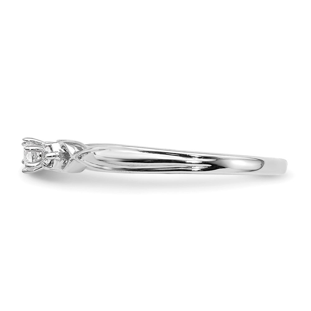 14K Weißgold Ring mit 3 echten Diamanten