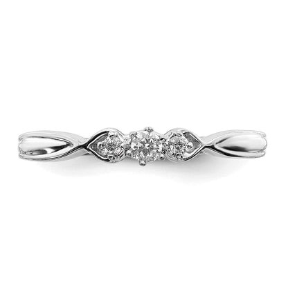 14K Weißgold Ring mit 3 echten Diamanten