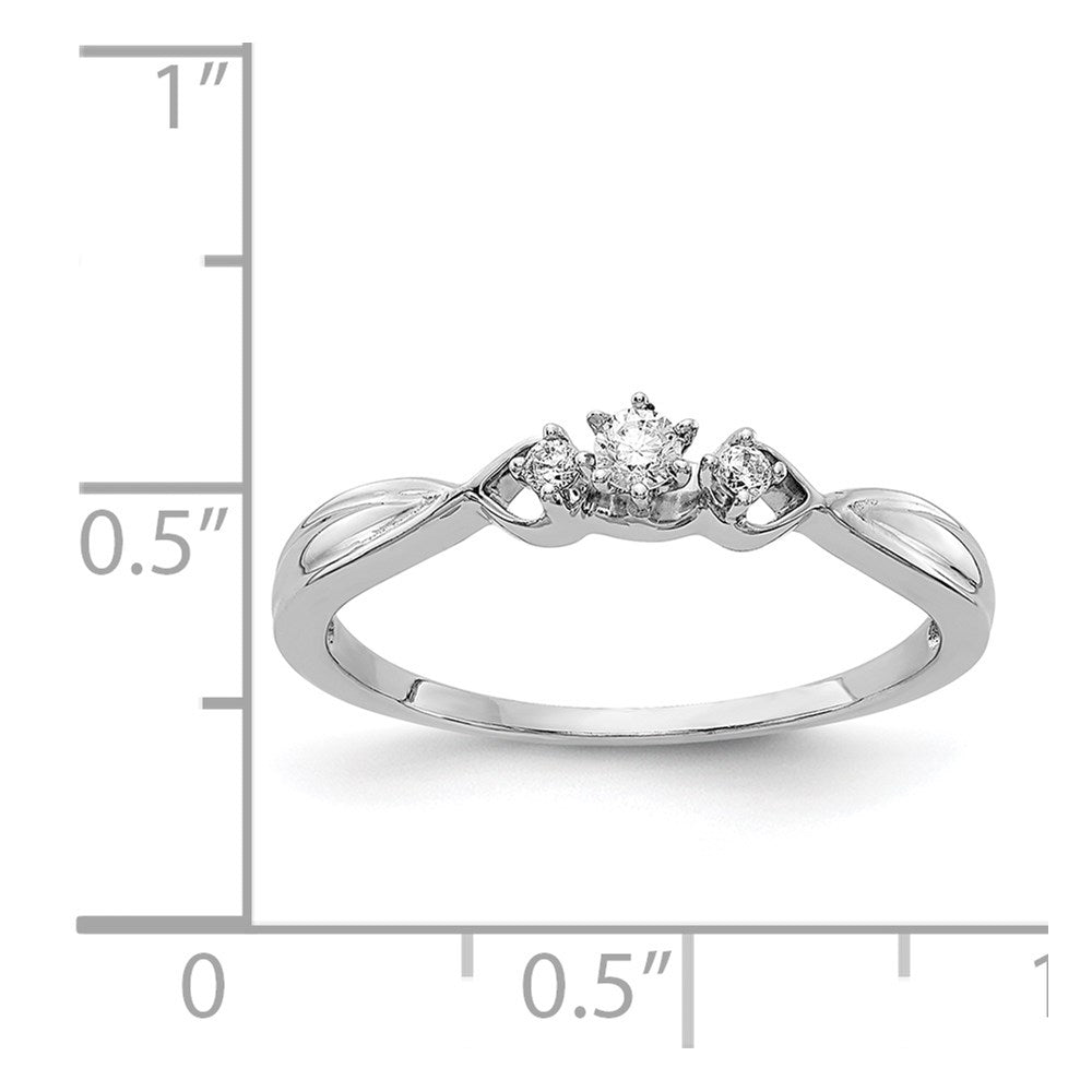 14K Weißgold Ring mit 3 echten Diamanten