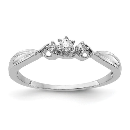 14K Weißgold Ring mit 3 echten Diamanten