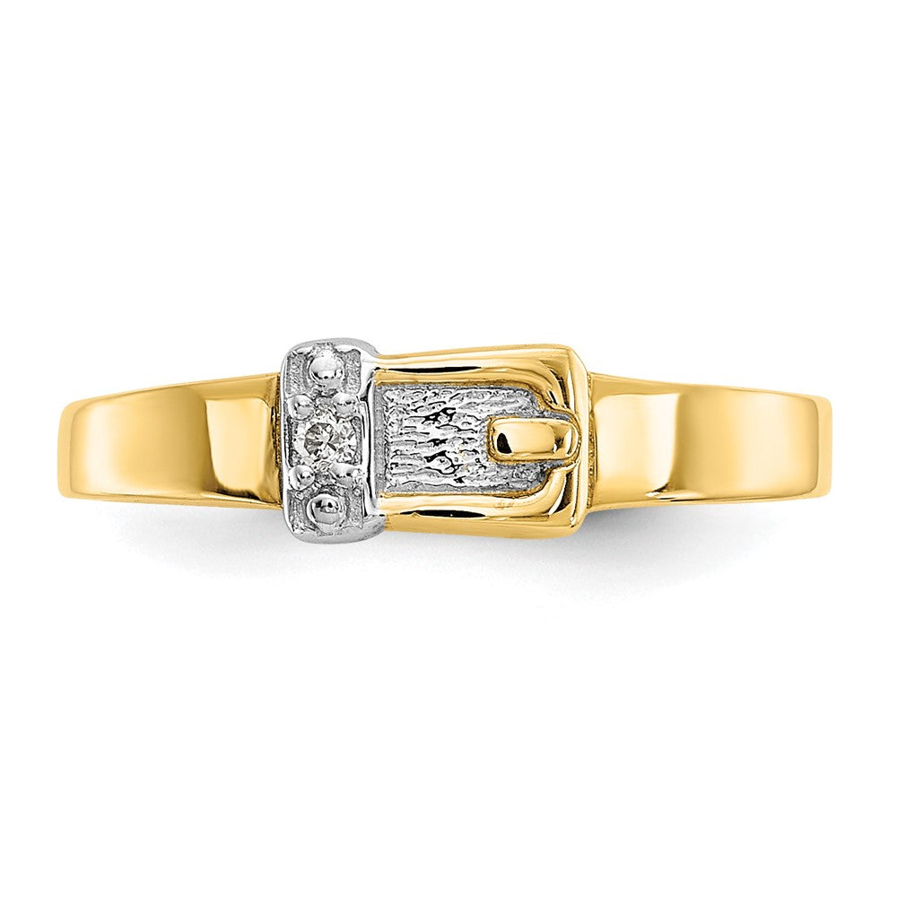 14K Gelb & Rhodium.01ct Diamant Schnalle Zehenring