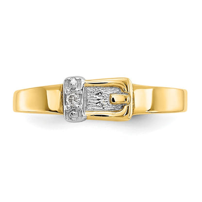 14K Gelb & Rhodium.01ct Diamant Schnalle Zehenring