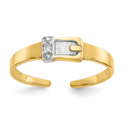14K Gelb & Rhodium.01ct Diamant Schnalle Zehenring