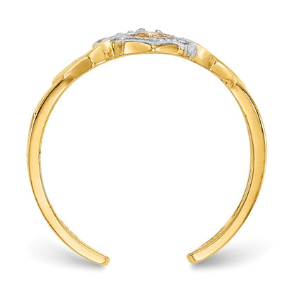 10K Gelb mit Rhodium Diamant Herz Zehenring