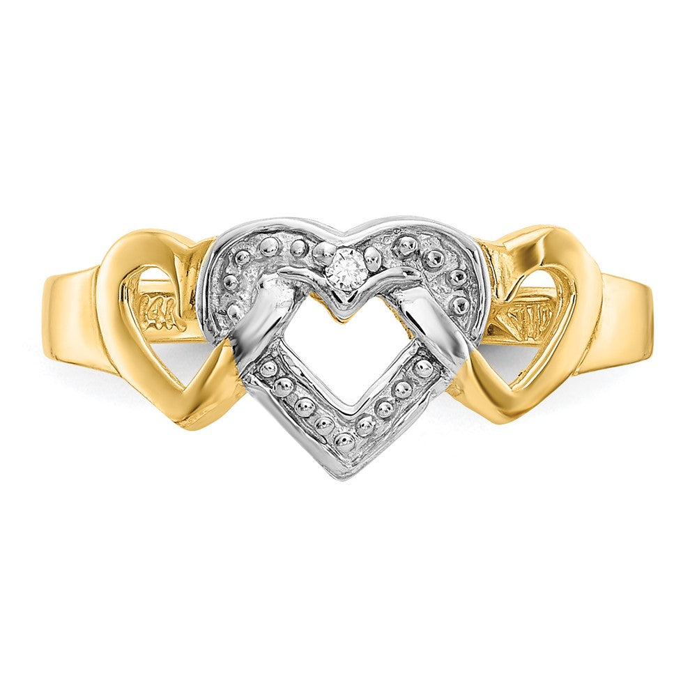 10K Gelb mit Rhodium Diamant Herz Zehenring