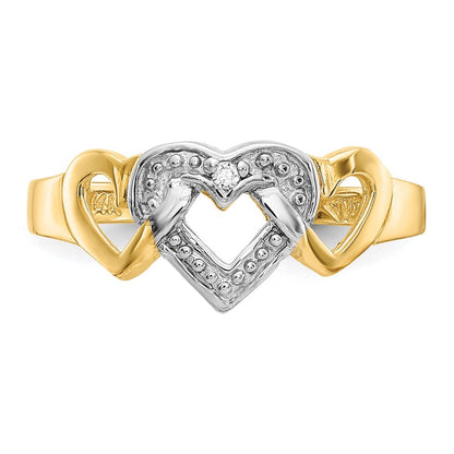 10K Gelb mit Rhodium Diamant Herz Zehenring
