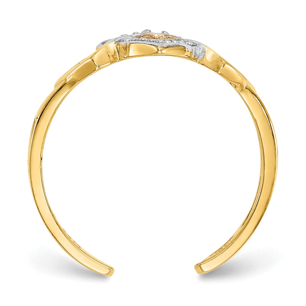 14K Gelb & Rhodium Diamant Herz Zehenring