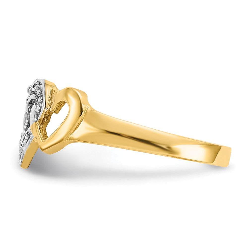 14K Gelb & Rhodium Diamant Herz Zehenring