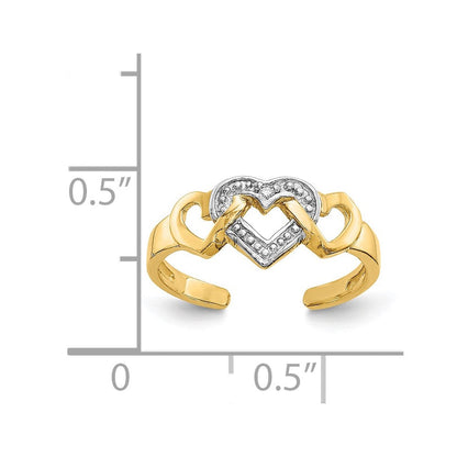 14K Gelb & Rhodium Diamant Herz Zehenring