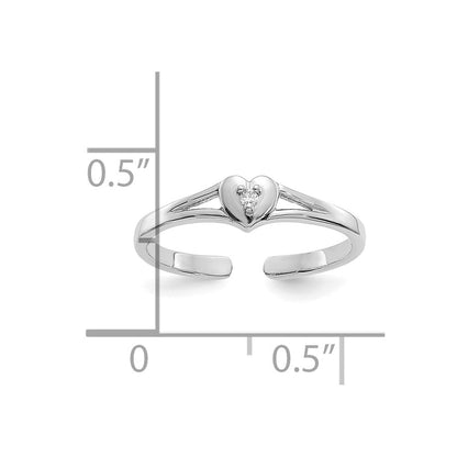 10K Weißgold 10K.01ct Diamant Herz Zehenring