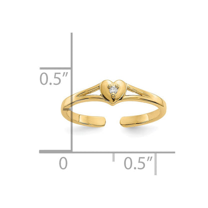 10K Gelbgold 10K.01ct Diamant Herz Zehenring
