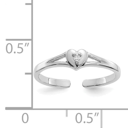 14K Weißgold.01ct Diamant Herz Zehenring