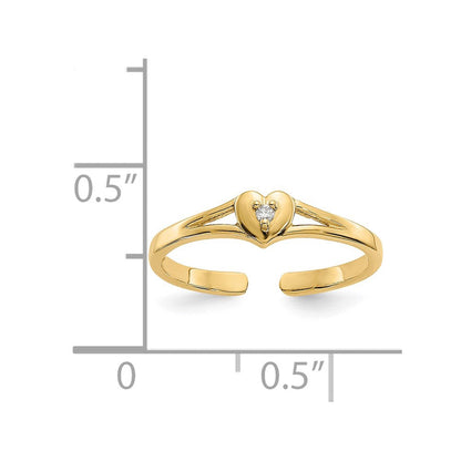 14K Gelbgold.01ct Diamant Herz Zehenring
