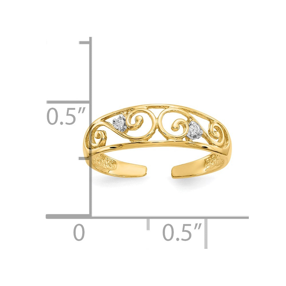 10K Gelbgold.02ct Diamant Ranke Zehenring
