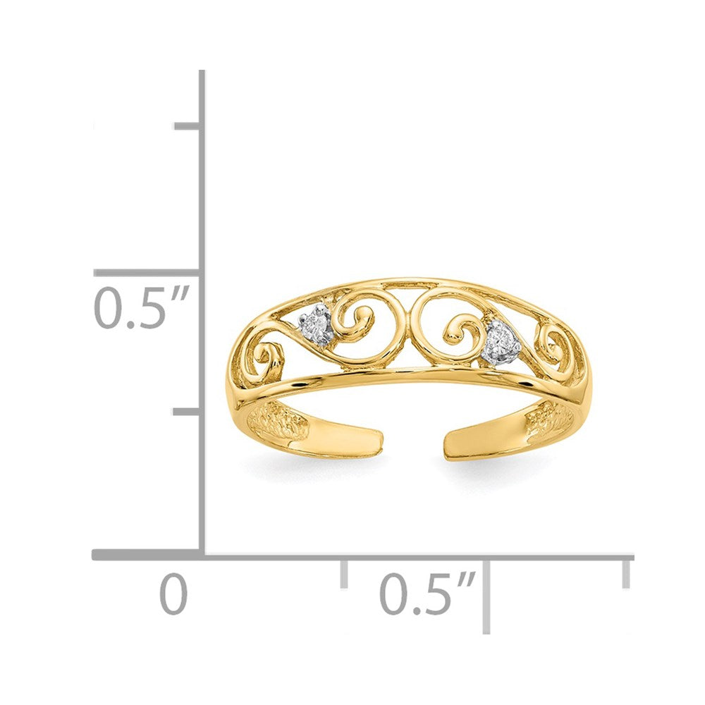 14K Gelbgold.02ct Diamant Ranke Zehenring