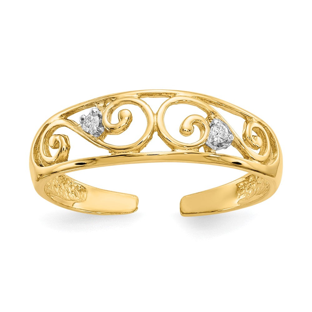 14K Gelbgold.02ct Diamant Ranke Zehenring