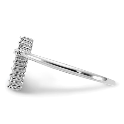 14K Weißgold Ring mit echten Diamanten in Kreuzdesign