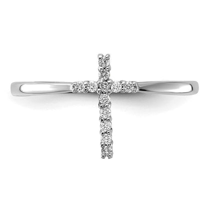 14K Weißgold Ring mit echten Diamanten in Kreuzdesign