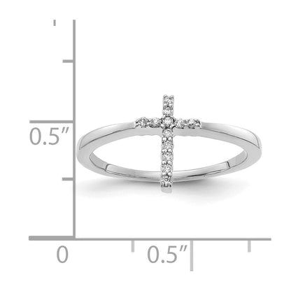 14K Weißgold Ring mit echten Diamanten in Kreuzdesign