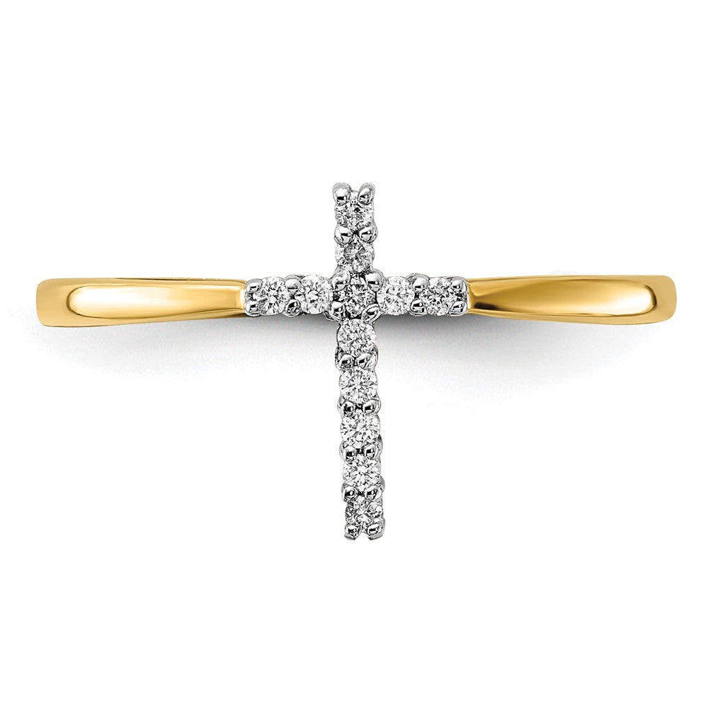 14K Gelbgold Ring mit echten Diamanten in Kreuzform