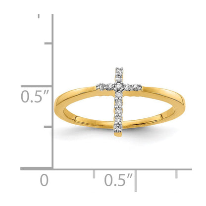 14K Gelbgold Ring mit echten Diamanten in Kreuzform