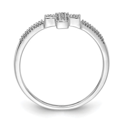 14K Weißgold Kreuzring mit poliertem echtem Diamant