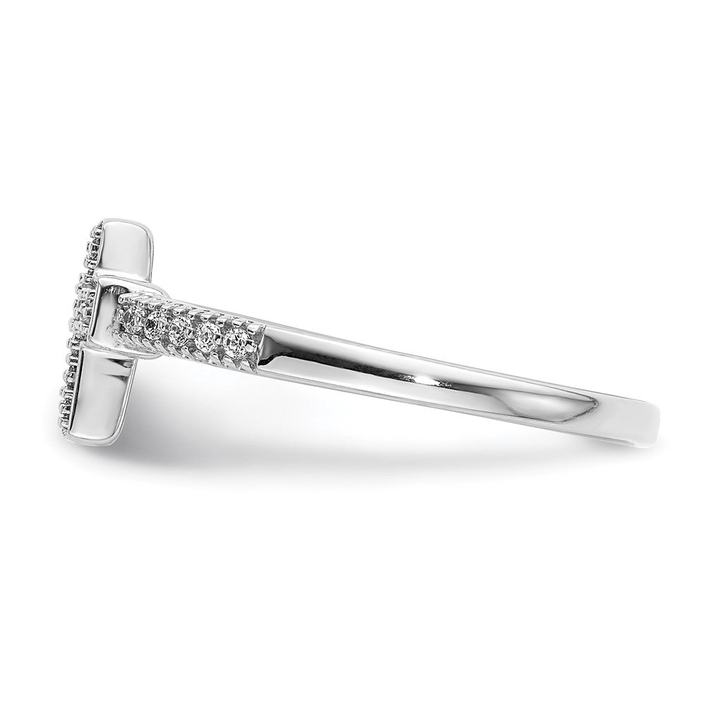 14K Weißgold Kreuzring mit poliertem echtem Diamant