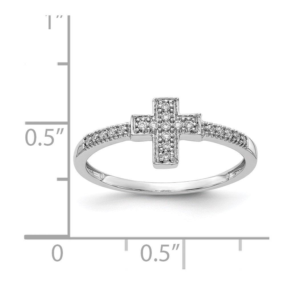 14K Weißgold Kreuzring mit poliertem echtem Diamant