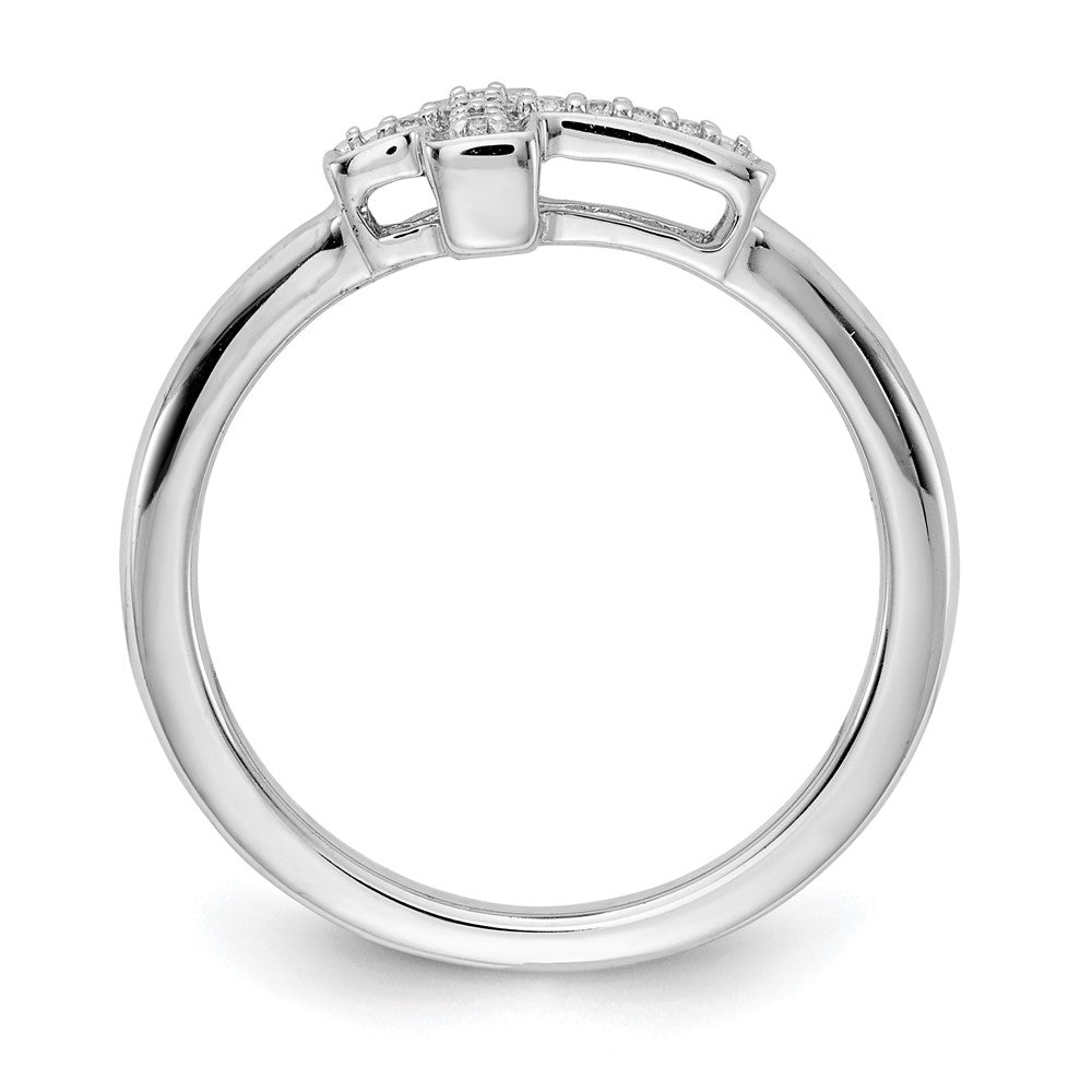 14K Weißgold Diamant Kreuz Ring