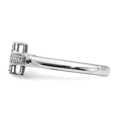 14K Weißgold Diamant Kreuz Ring