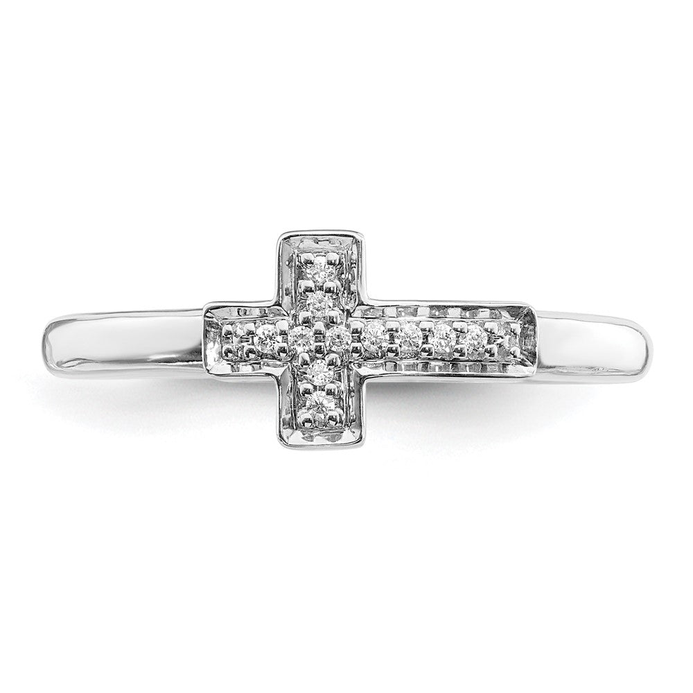 14K Weißgold Diamant Kreuz Ring